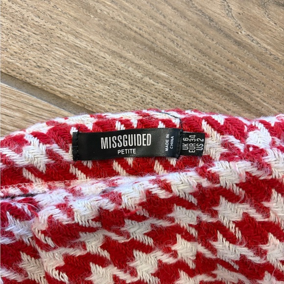 misguided red hounds tooth 2 piece flared pants matching top Petite 2 run small - Picture 4 of 9
